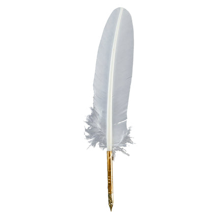 White Goose Feather Quill with Metal Nib