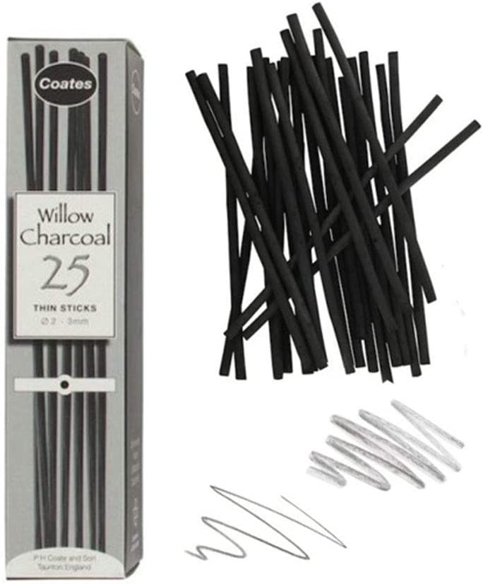 Willow Charcoal Thin Sticks (Pack of 25)