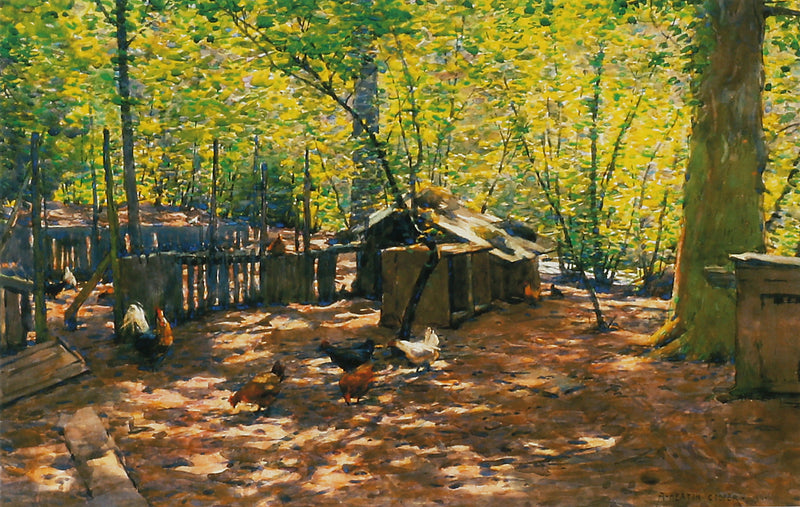 Hens by the Brathay by Alfred Heaton Cooper (1863 - 1929)