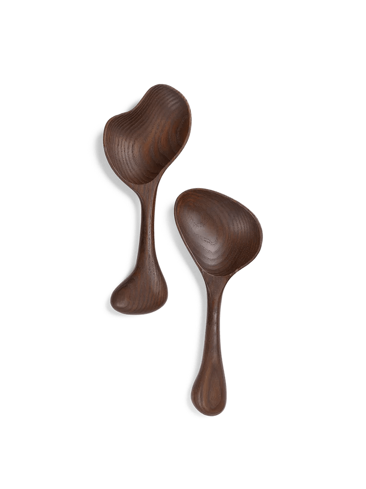 Ferm Living Dark Brown Wooden Os Salad Servers (Set of 2)