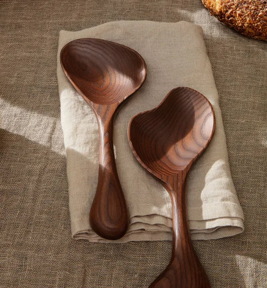 Ferm Living Dark Brown Wooden Os Salad Servers (Set of 2)