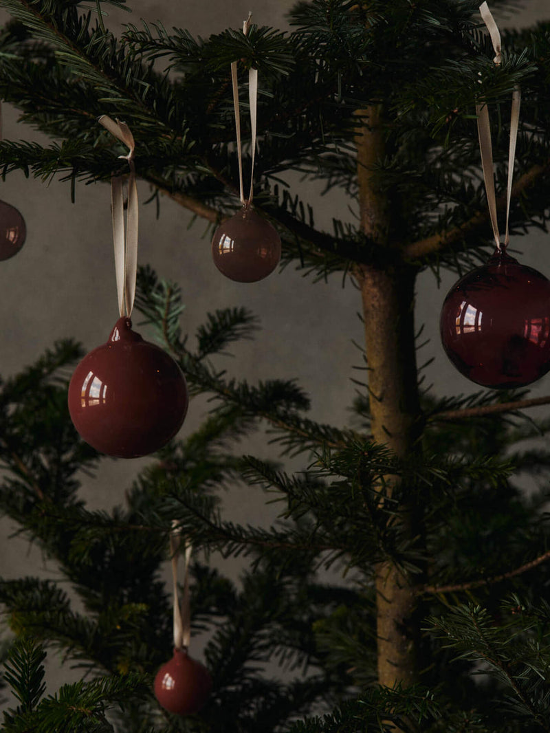 Glass Baubles Small Set of 3 Roseate Opaque