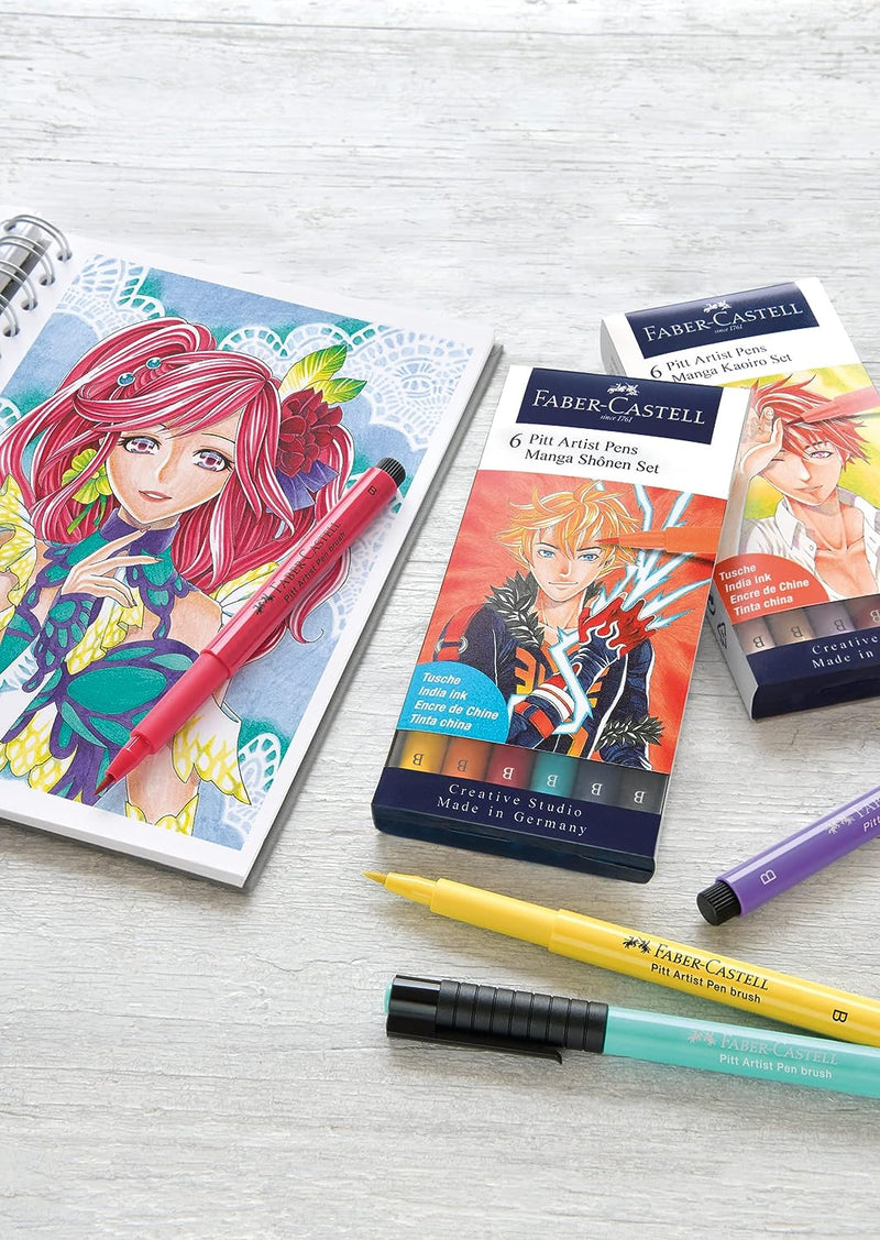 Pitt Artist's Pens Manga Set - Colours (Set of 6)