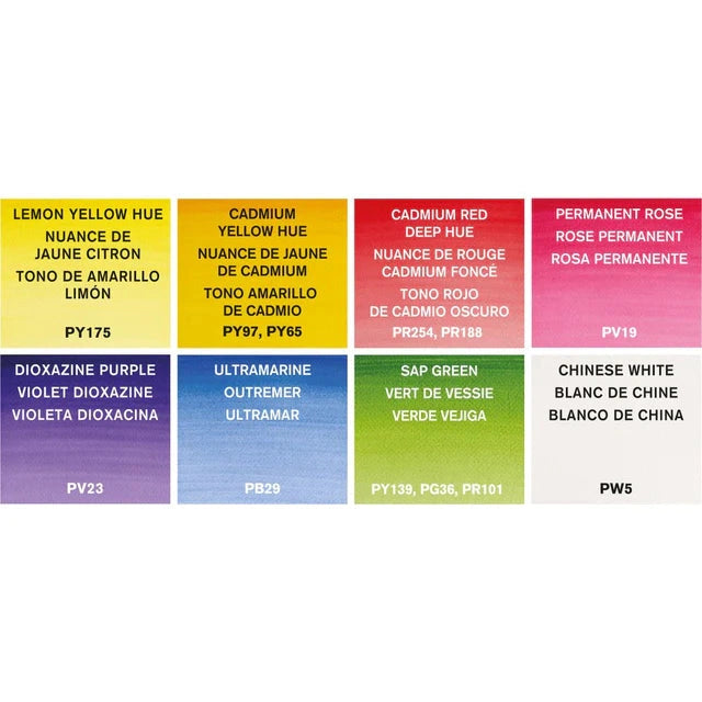Winsor & Newton Cotman Watercolour Half Pans Pocket Sets (Set of 8 + Brush)