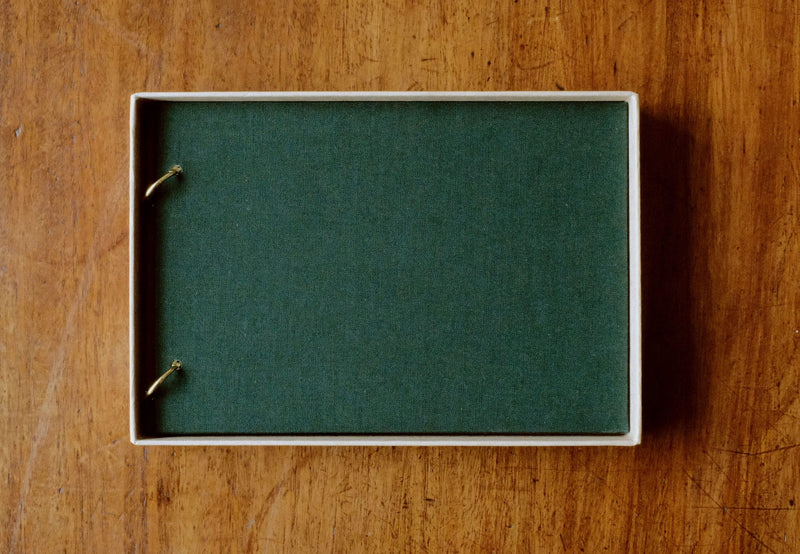 Ringbound Fabric Covered Sketchbook Forest Green - White Paper