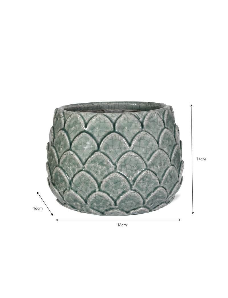 Large Aqua Artichoke Pot (20cm)