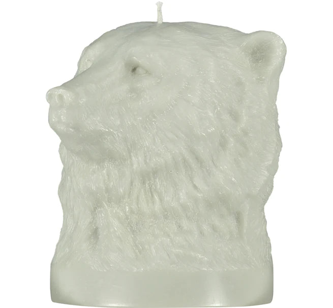 Large Willow Grey Bear Head Candle (18cm)
