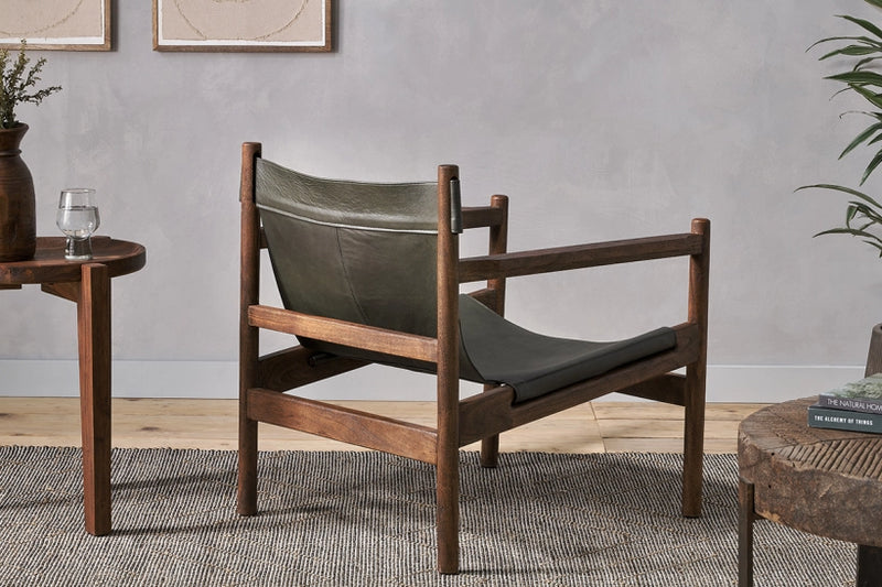 Dalibar Leather Lounger - Charcoal