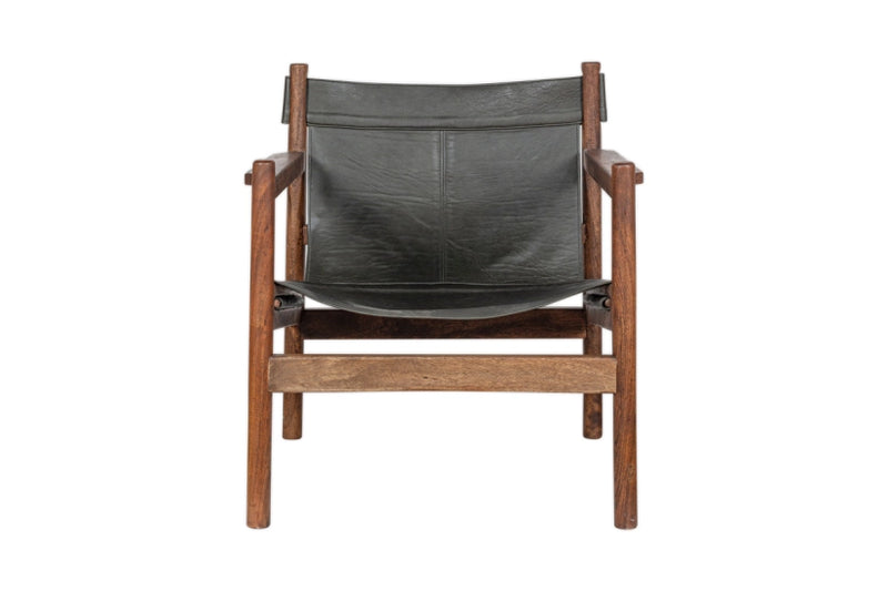 Dalibar Leather Lounger - Charcoal