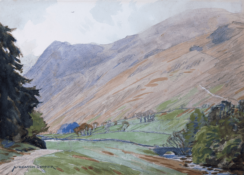 Grisedale Valley, Looking Towards Helvellyn and Striding Edge - Original Painting by Alfred Heaton Cooper (1863 - 1929)