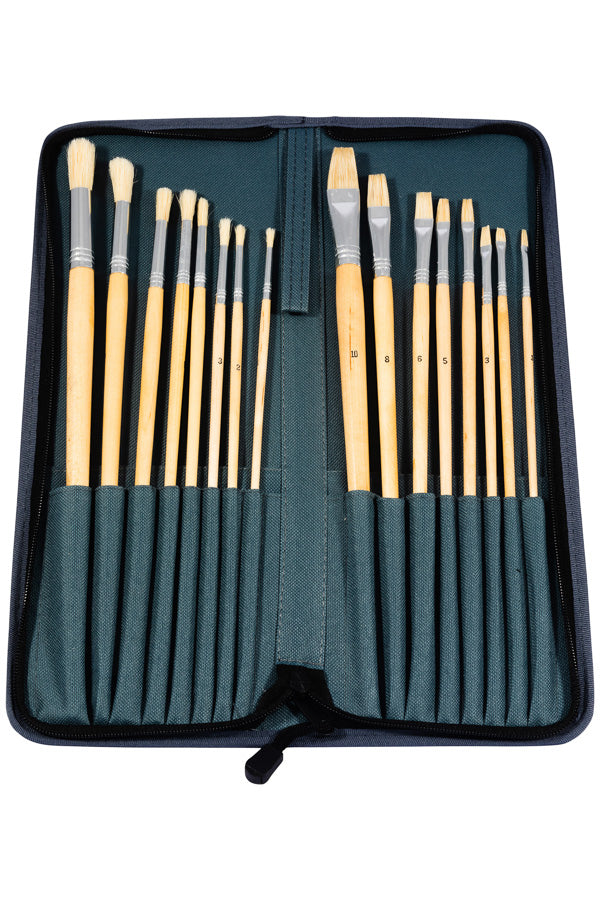 Hog Brush Set in Zipper Case (Set of 16)
