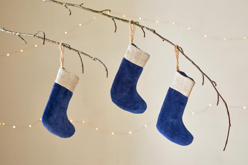 Karru Cotton Velvet Mini Stockings - Indigo