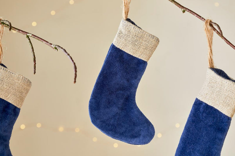 Karru Cotton Velvet Mini Stockings - Indigo