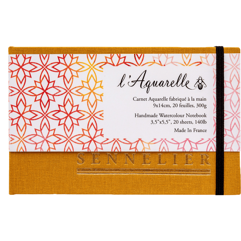 l' Aquarelle Yellow Handmade Watercolour Notebook 300gsm / 140lb (9cm x 14cm)