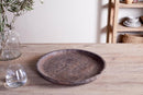 Nyati Mango Wood Etched Round Tray - Dark