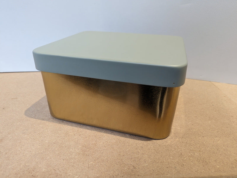 Gold Tin with Light Teal Lid