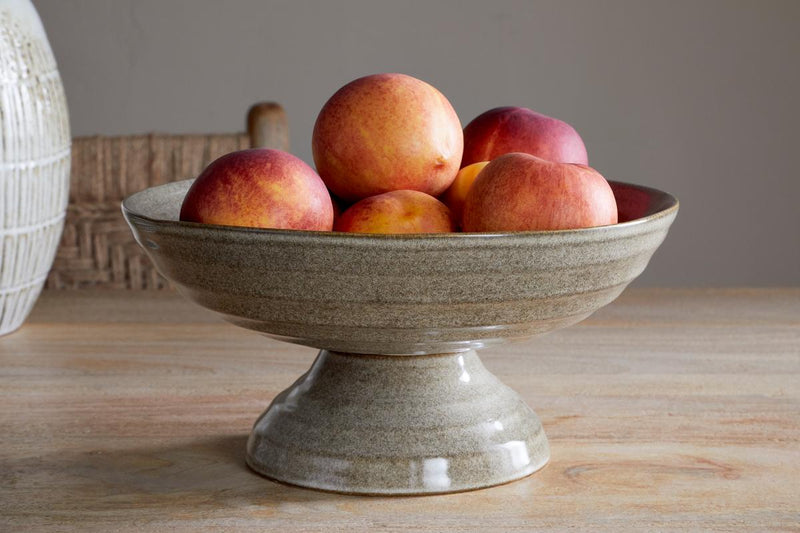 Valinha Earthenware Footed Bowl - Grey
