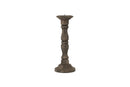 New Nayati Rustic Wood Pillar Candle Stick - Dark Stain