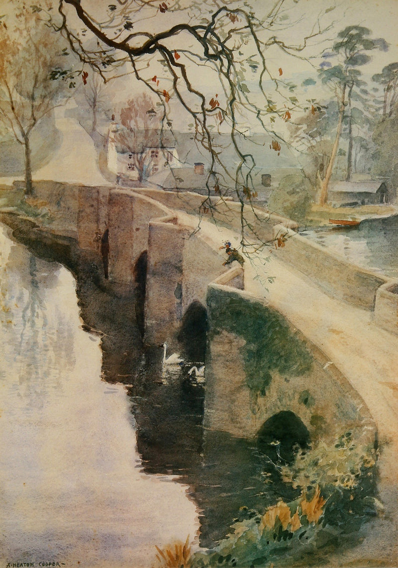 Misty Autumn Morning, Newby Bridge by Alfred Heaton Cooper (1863 - 1929)