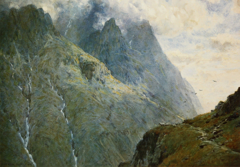 Pillar Rock from Black Sail Pass by Alfred Heaton Cooper (1863 - 1929)