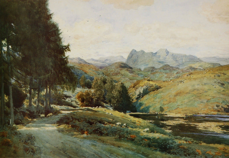 Tarn Hows and Langdale Pikes by Alfred Heaton Cooper (1863 - 1929)